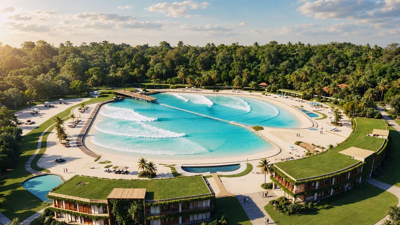 Piscina de ondas do Surf Club vista do alto